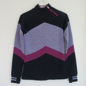 Smartwool Merino Mock Neck Colorblock Sweater S, Zips on Neck, Blue Lavender